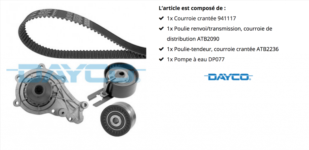 Kit distribution avec pompe à eau 1l5 hdi - 1l5 tdci - Équipement auto